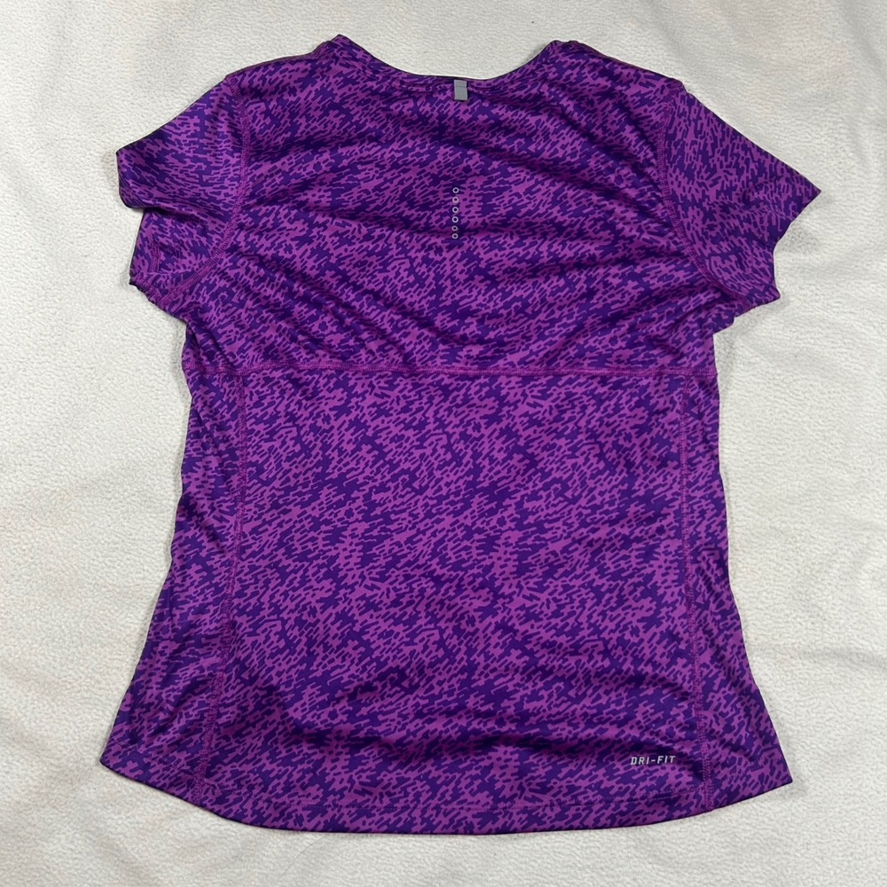 Nike Running Dri-FIT Womens M Purple Digital Camo Short Sleeve Performance Shirt - Picture 4 of 6
